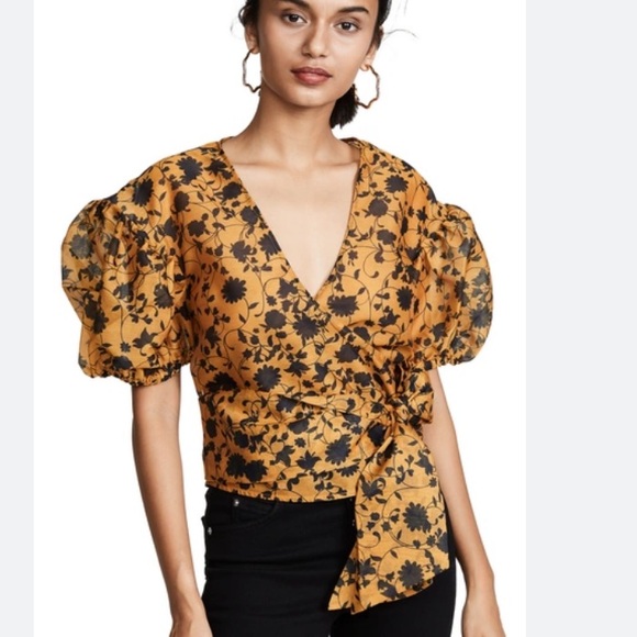 NWT CME collective Love Hate wrap top in marigold, size XL - Picture 2 of 4